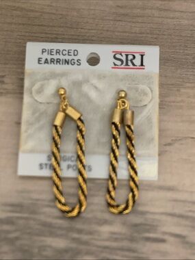 Gold-Tone Twisted Rope Drop Earrings